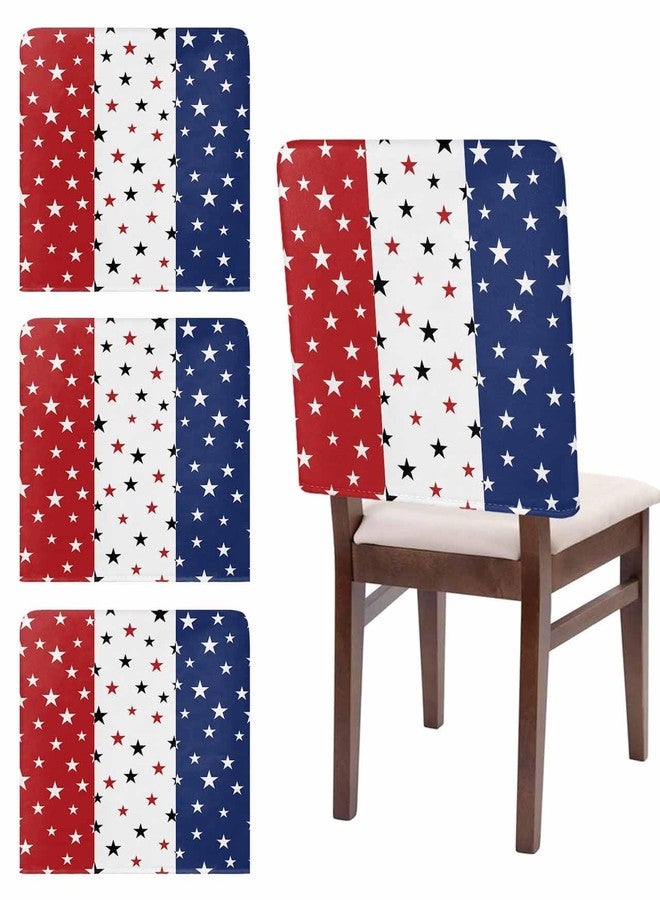 LooPoP 4th of July Chair Covers Set of 4 Patriotic Stars American Flag Chair Slipcover Protector Stretch Chair Covers Red White and Blue Independence Day Chair Back Covers for Dining Chairs Kitchen Party - Image 1